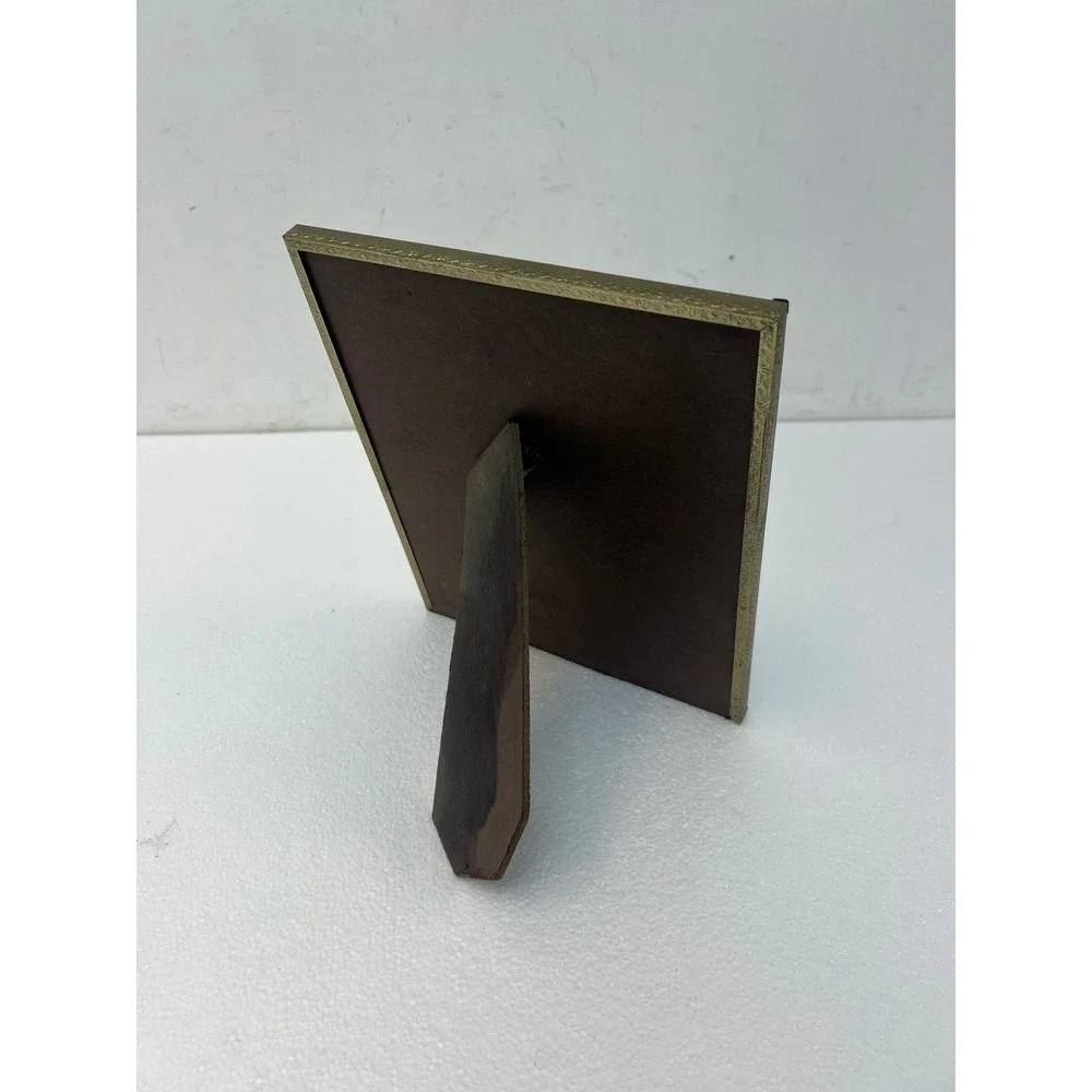 Vintage Brass Gold Scroll Border Picture Frame Easel Back Fits 8x10 Photo Stand